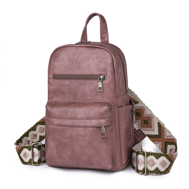 Wholesale PU Retro Solid Color Ladies Backpack